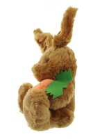 Iko Import Plüsch-Hase mit Möhre Osterdekoration Kinder Kuscheltier Braun 37 cm x 45 cm x 20 cm