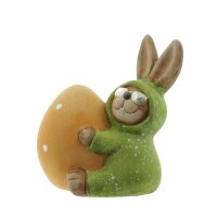 Iko Import Osterhase Pyjama Osterdekoration Keramik Frühling 11 cm x 11,5 cm x 7,5 cm