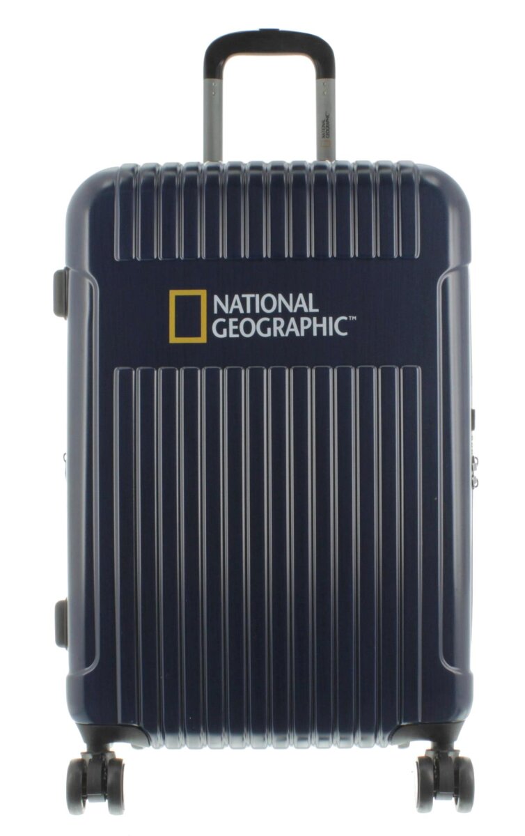 National Geographic Spinner Koffer, 4 Doppelrollen, Zahlenschloss Zoll Gr. M, Ng Transit M 67 cm Navy