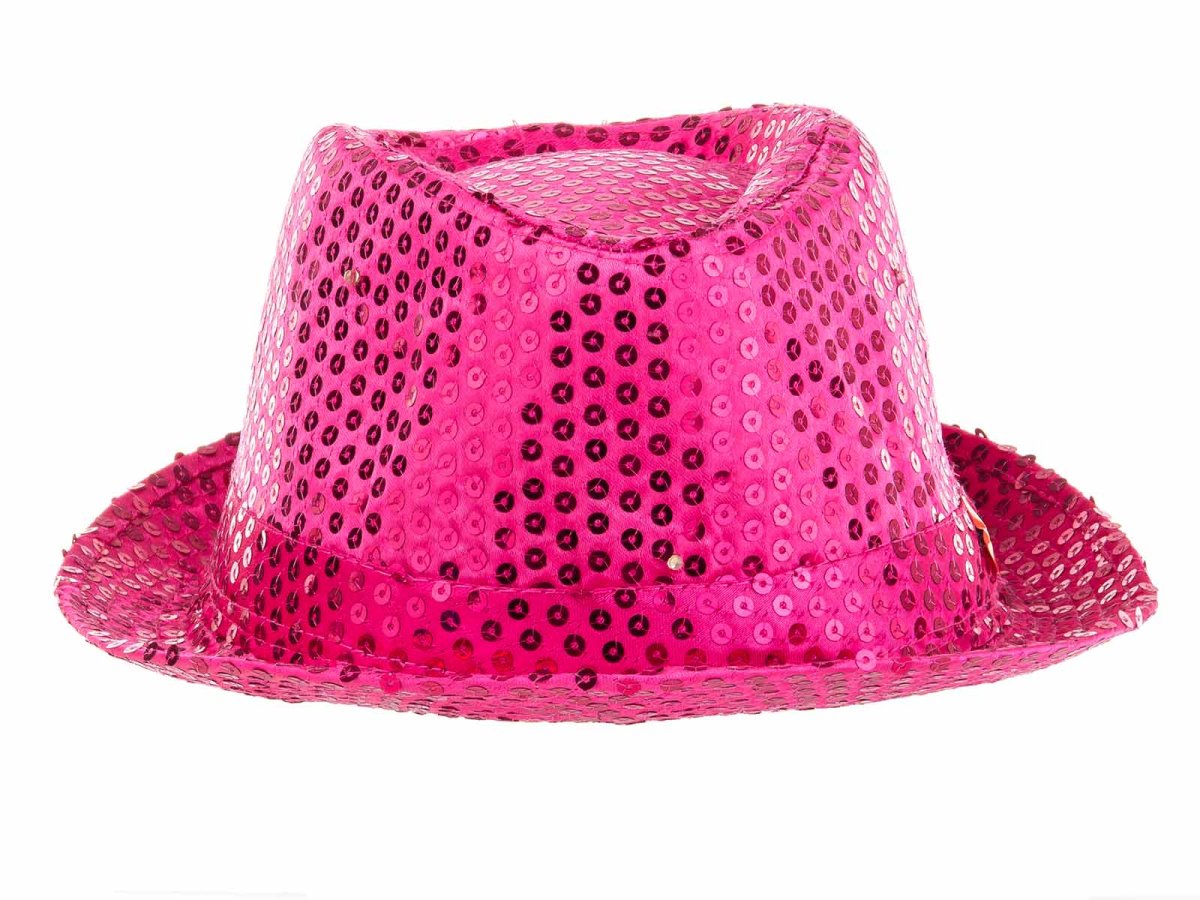 Edler Pailletten Party Fasching Hut mit LED Licht Rosa