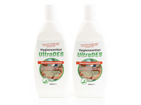 UltraDes Hygienemittel Desinfektionsmittel  2 x 300 ml für Hand- und Flächen