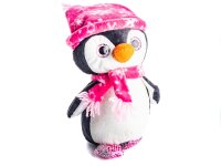 Pinguin mit rosa Mütze und Schal klein
