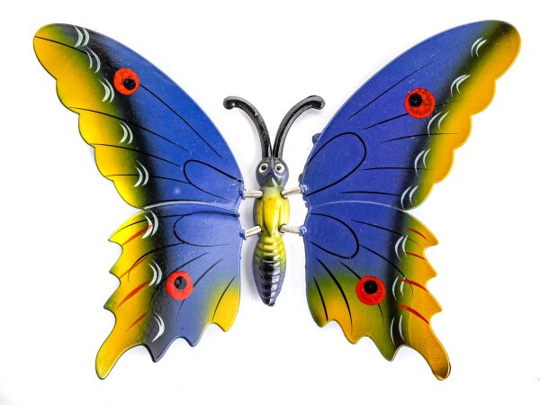 Schmetterling mit Blumespiess blau