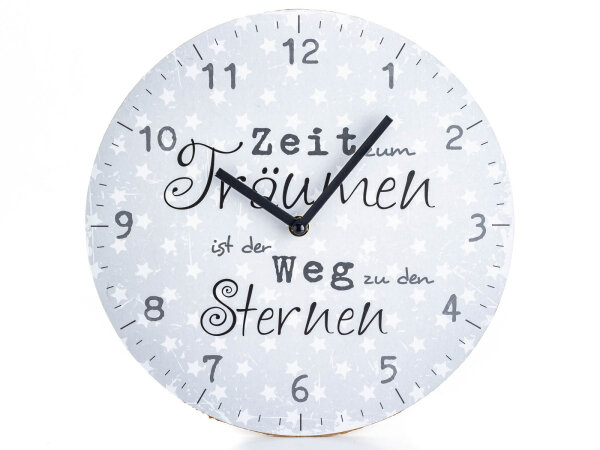 Wanduhr mit Motivationsspruch Sterne