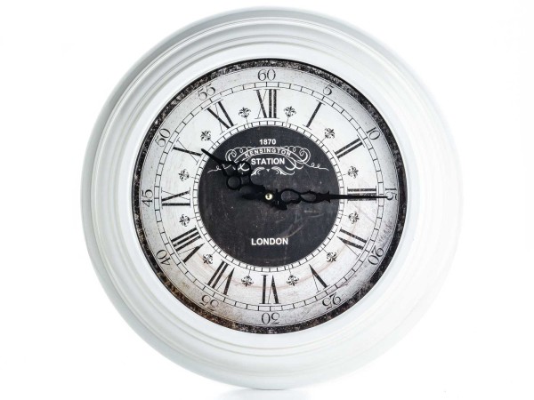 Wanduhr im Londonstyle Bahnstation Vintage weiss