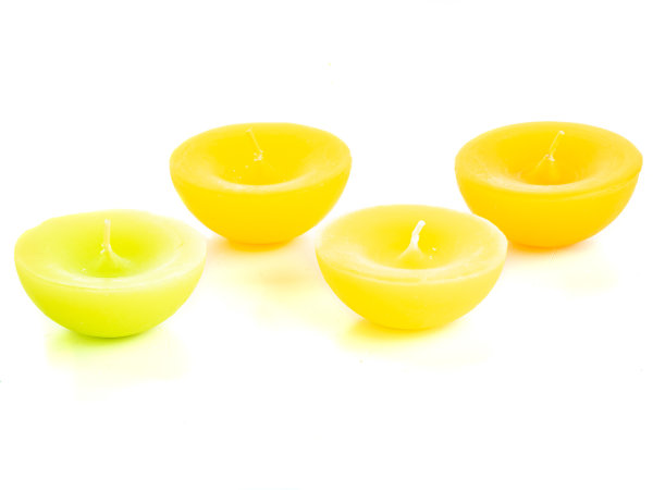4er Set Schwimmkerzen Kerzen in gelb, grün, orange