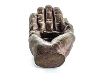 Windlicht ca 18 cmTeekerzenhalter flache Hand bronze