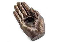 Windlicht ca 18 cmTeekerzenhalter flache Hand bronze