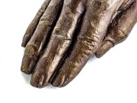 Windlicht ca 18 cmTeekerzenhalter flache Hand bronze