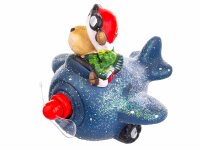 Dekofigur Rentier im Flugzeug mit LED im Propeller