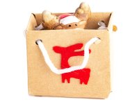 Mitbringsel Geschenktasche mit Figur 4er Set Weihnachtsmann und Elch 