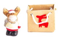 Mitbringsel Geschenktasche mit Figur 4er Set Weihnachtsmann und Elch 