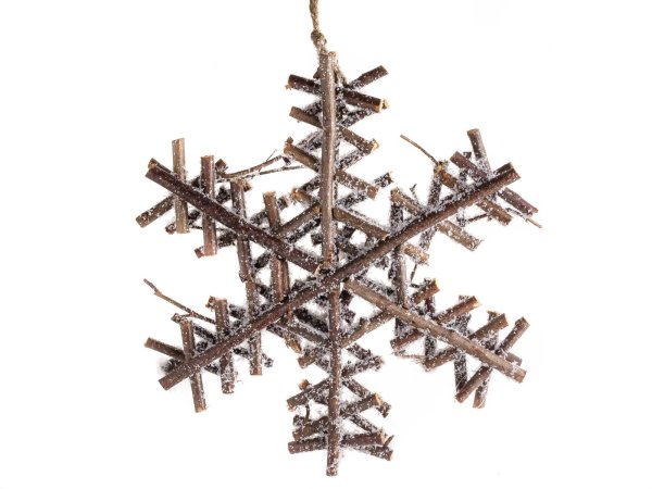 Deko Holzstern mit Kunst-Schnee