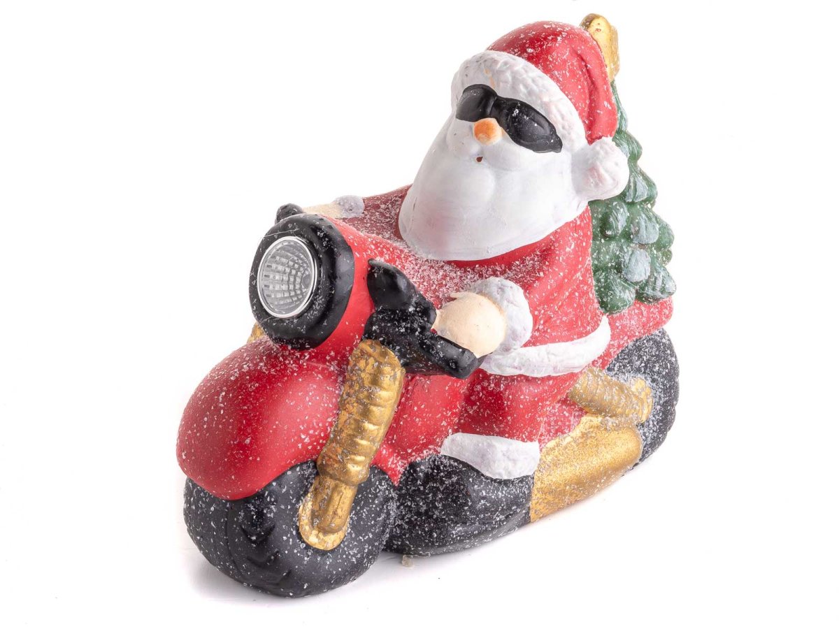 Dekofigur Weihnachtsmann auf Motorrad