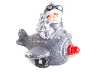 Dekofigur Weihnachtself im Flugzeug mit LED im Propeller...