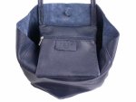 Lavorazione Articianale Shopper Beutel aus Leder groß dunkelblau