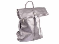 Vera Pelle Rucksack Daypack Echtleder aus Italien grau metallic