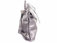 Vera Pelle Rucksack Daypack Echtleder aus Italien grau metallic