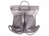 Vera Pelle Rucksack Daypack Echtleder aus Italien grau metallic