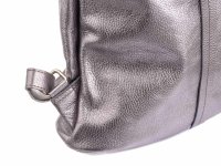 Vera Pelle Rucksack Daypack Echtleder aus Italien grau metallic
