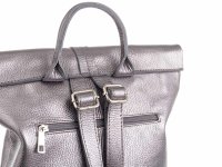 Vera Pelle Rucksack Daypack Echtleder aus Italien grau metallic