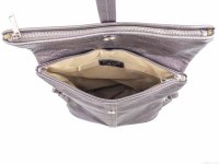 Vera Pelle Rucksack Daypack Echtleder aus Italien grau metallic