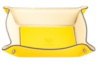 Vera Pelle Vide Poche Taschenleerer aus Echt Leder in klassischem italienischem Stil gelb/beige