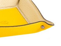 Vera Pelle Vide Poche Taschenleerer aus Echt Leder in klassischem italienischem Stil gelb/beige