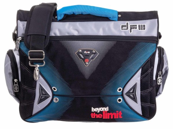 Mel-O-Design Messenger A4 Aktentasche Schultertasche ca. 14 Liter für Schule oder Büro schwarz / blau