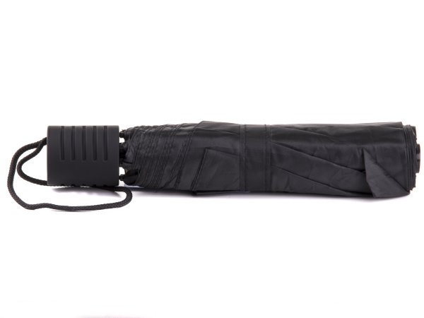 Leder Meid schwarzer Regenschirm Taschenschirm Handöffner  mit Klettverschluss