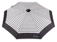 Pierre Cardin Regenschirm Taschenschirm mit Vollautomatik wei&szlig; mit schwarzen Streifen und schwarzem Rand
