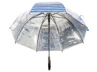 Happy Rain Long AC Domeshape Langschirm, silber-blau gestreift