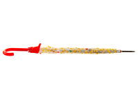 Happy Rain Long AC Regenschirm transparent mit Emojis clear-rot