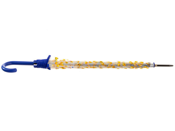 Happy Rain Long AC Regenschirm transparent mit Emojis clear-blau