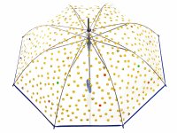Happy Rain Long AC Regenschirm transparent mit Emojis clear-blau