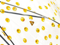 Happy Rain Long AC Regenschirm transparent mit Emojis clear-blau