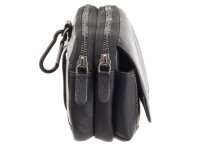 JS Geldbörse aus Leder mit Gürtelschlaufe und Karabiner, schwarz