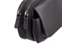 JS Geldbörse aus Leder mit Gürtelschlaufe und Karabiner, schwarz