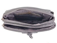 JS Geldbörse aus Leder mit Gürtelschlaufe und Karabiner, schwarz
