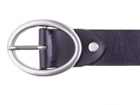 Prato Gürtel G05 mit Runder Schnalle shiny black 90 cm