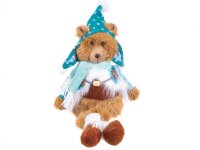 Boltze Teddy Bär Kantenhocker mit Mütze, Weste und Schal Schal
