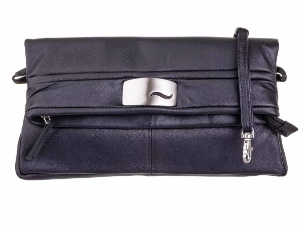 BAXX´S Leder Damen Schultertasche Abendtasche mit Magnetverschlüssen 267517 schwarz