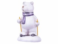 Cepewa Lustiger Eisbär auf Ski Deko-Figur ca.16 cm lila