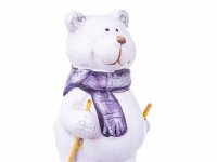 Cepewa Lustiger Eisbär auf Ski Deko-Figur ca.16 cm lila