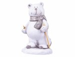 Cepewa Lustiger Eisbär auf Ski Deko-Figur ca.16 cm silber