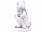 Cepewa Lustiger Eisbär auf Ski Deko-Figur ca.16 cm silber