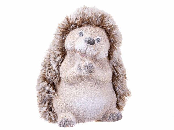 Cepewa Keramik Igel mit Fell Dekofigur ca. 19 cm Faust