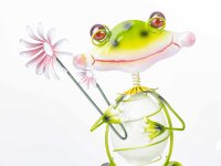 Deko Frosch aus Metall 5012 mit Glasaugen und Glasbauch
