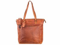 DIMAGINI Leder Shopper XL DM384009 mit Laptopfach 15" Kroko-Optik Cognac