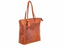 DIMAGINI Leder Shopper XL DM384009 mit Laptopfach 15" Kroko-Optik Cognac